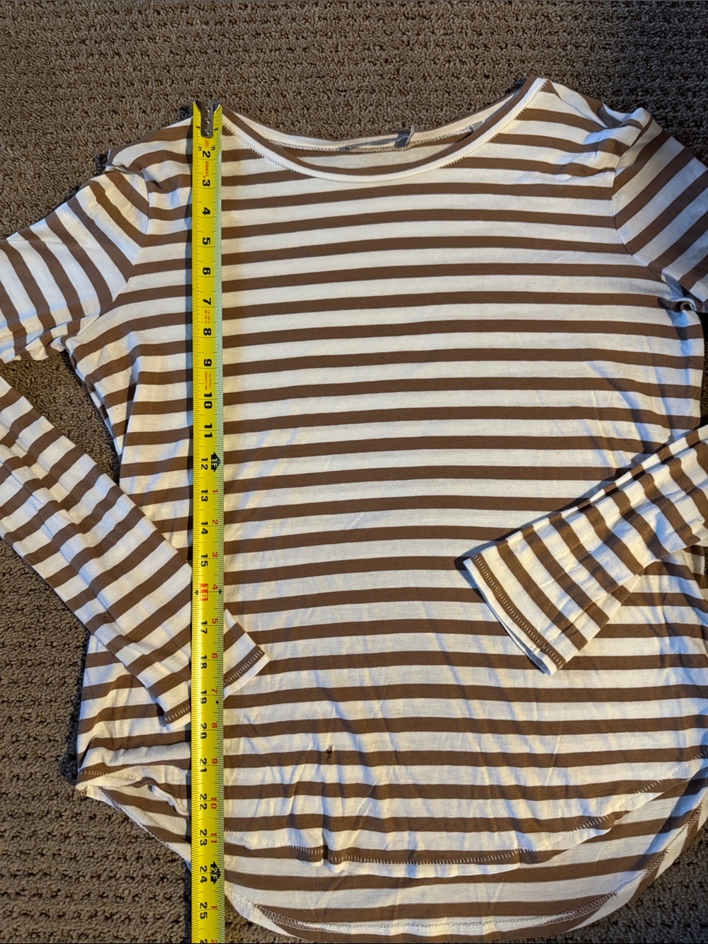 Vince Cotton Striped Long-Sleeve Tee - Brown/White! 🤎🤍🤎🤍 - Picture 6 of 7